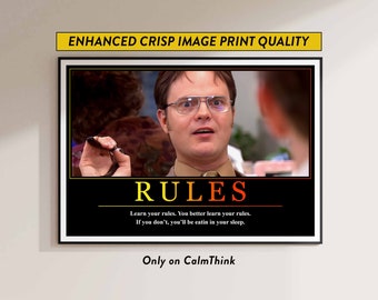 Dwight Schrute Rules Motivation Posters The Office Motivational Prints Wall Art Funny Gift Idea The Office Gifts For Her For Him Wall Decor