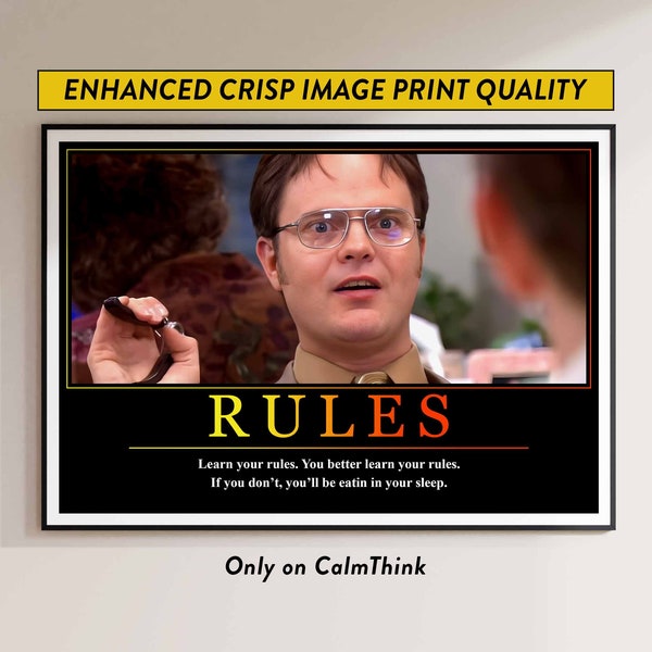 Dwight Schrute Rules Motivation Posters The Office Motivational Prints Wall Art Funny Gift Idea The Office Gifts For Her For Him Wall Decor