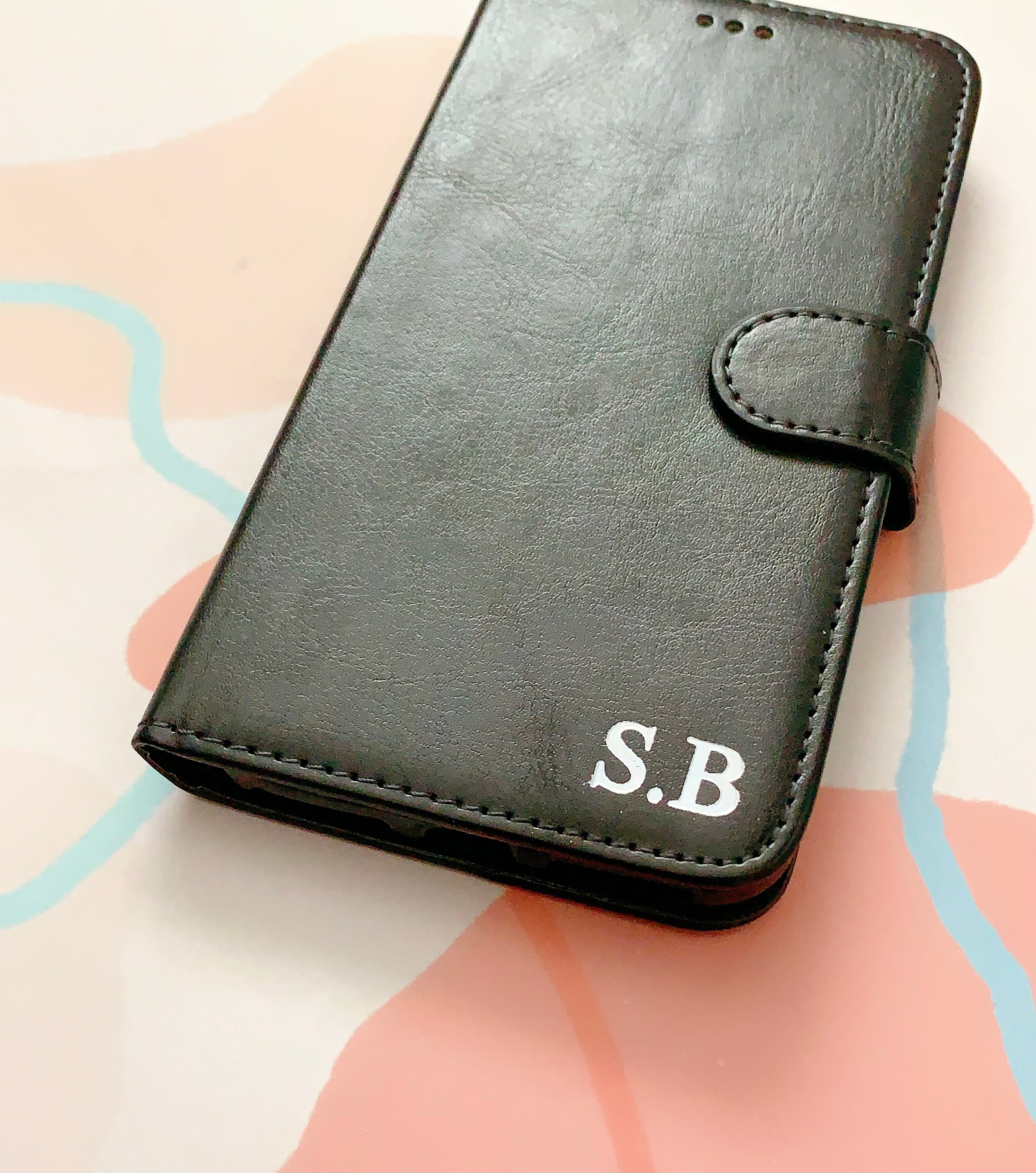 Leather Initials Moto Phone Wallet Case, Personalised Custom Initials