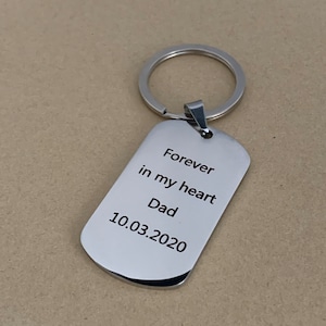 Personalised steel keyring, engraved keychain, dog tag keyring, gift for boyfriend, gift for dad, anniversary gift, birthday gifts him