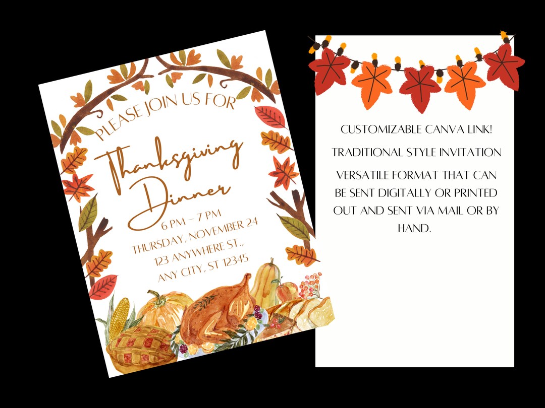 Printable Digital and Customizable Thanksgiving - Etsy