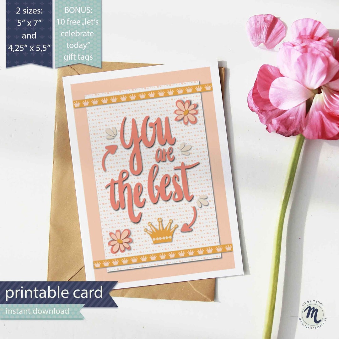 Printable You Are the Best Card, Instant Download, Scrapbooking Style ...