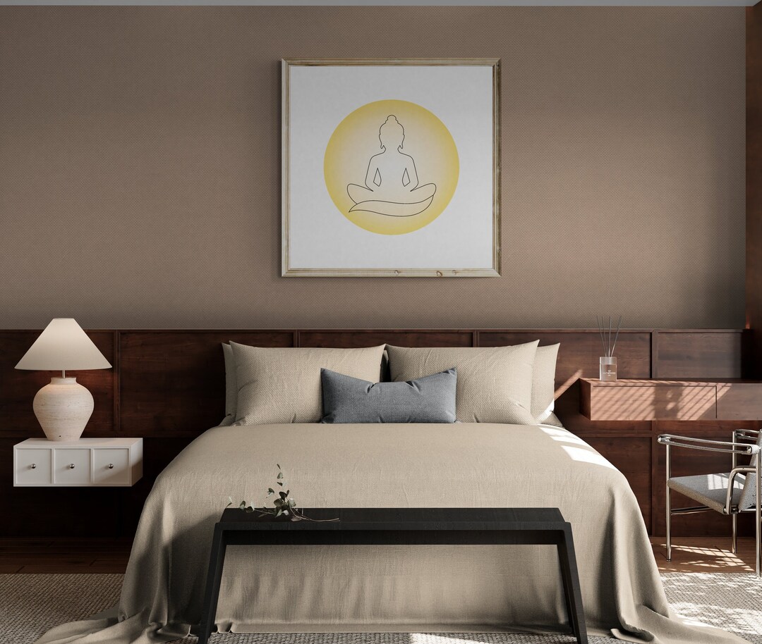 Printable Buddha Line Art, Calming Wall Art for Bedroom, Downloadable ...