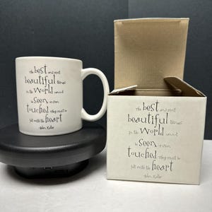 Helen Keller citatmugg, inspirerande keramisk kaffekopp, ny i låda