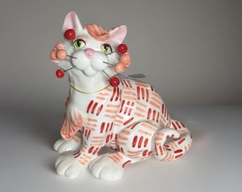 Selection of Amy Lacombe Whimsiclay Cat Figurine Collection Annaco