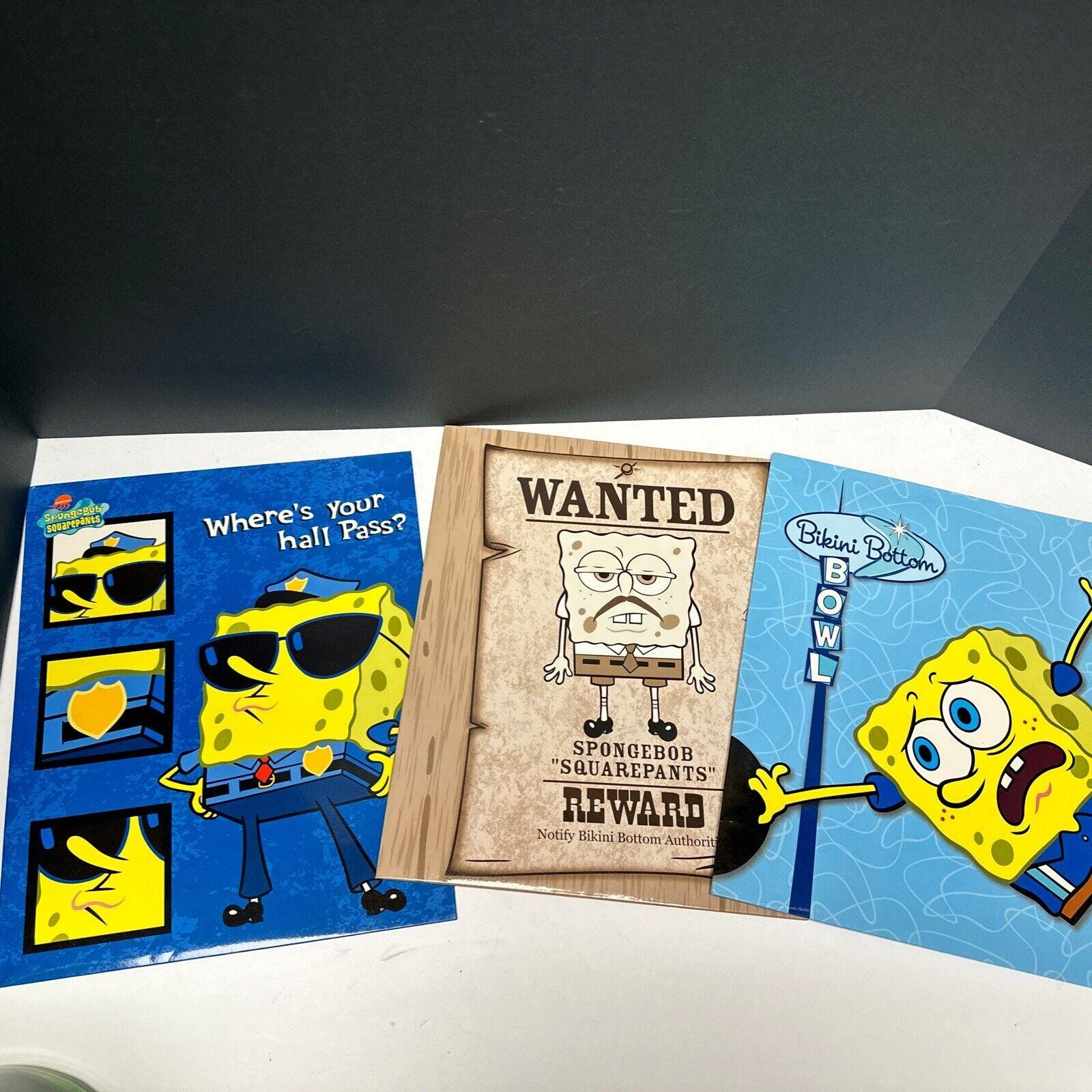 Spongebob Squarepants Vintage 2003 Two Pocket Folders - Set of 3