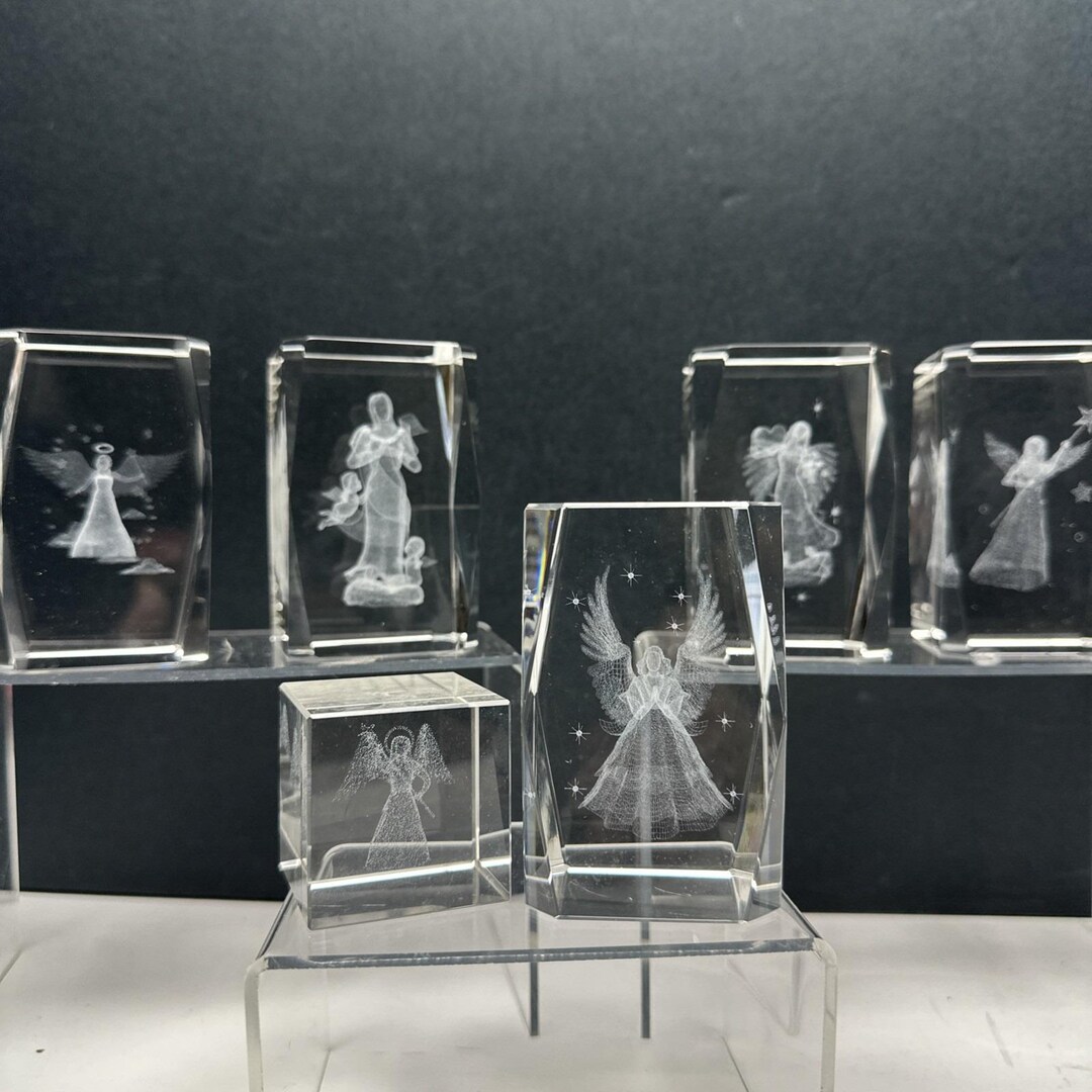 Angel Crystal Glass Cube 3D Laser Etched Paperweights Lot of 6 - Etsy