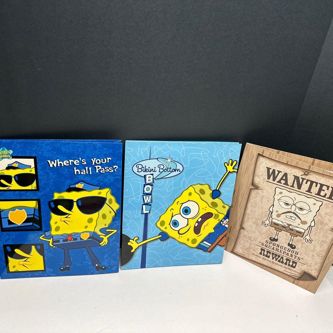 Vintage 2003 Spongebob Squarepants Two Pocket Folders - Set of 3 - Etsy