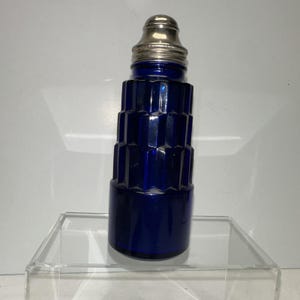 VTG HazelAtlas Pepper Shaker Skyscraper Cobalt Blue Art Deco Depression Glass