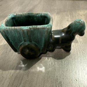 Drip Glaze Pottery Planter Donkey z wózkiem Sukulenty