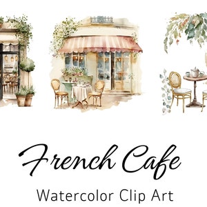 Best French Café Watercolor Clipart, Café interior clipart, Vintage interior clipart, Cozy café Bundle PNG, Café Window PNG, Download