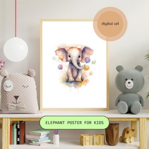 Baby Elephant Prints, Safari Nursery Animal Prints, Custom Nursery Animal Wall Art Digital Download