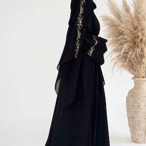 slim fit dress slacks Beray Islamic Evening Dress Black Gold / 42 main image 1