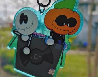 Spooky month skid and pump fan made keychains