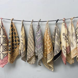 Set of 10  Hand printed bandana,Neckkerchief,Handkerchief,Necktie made with natural colours gift item