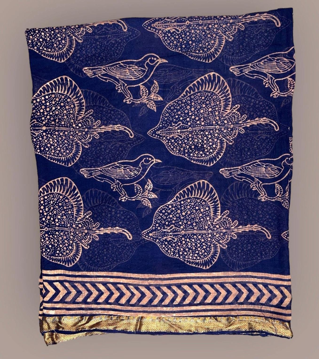 Paréo Sarong En Coton Motif Indien - Blanc Et Bleu, 110x180 Cm, Neuf Avec étiquettes