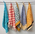 Set of 5 hand printed bandana,Neckkerchief,Handkerchief,Necktie made with natural colours gift item