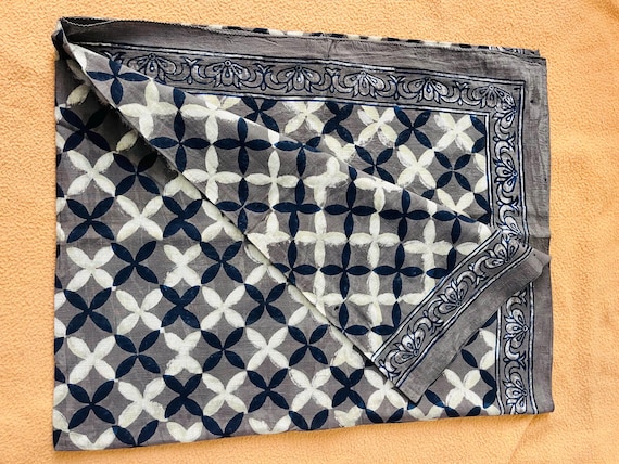 Hand Block Printed Cotton Sarong Scarf, Vegetable Colors