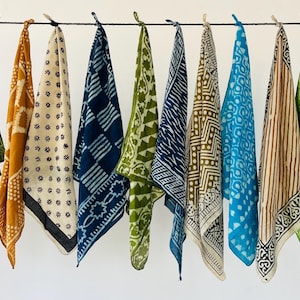 Set of 10  Hand printed bandana,Neckkerchief,Handkerchief,Necktie made with natural colours gift item
