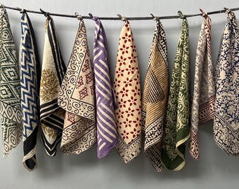 Set of 10  Hand printed bandana,Neckkerchief,Handkerchief,Necktie made with natural colours gift item