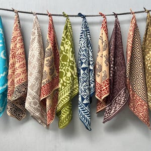 Set of 10  Hand printed bandana,Neckkerchief,Handkerchief,Necktie made with natural colours gift item