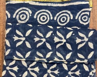 Mud Printed Indigo Silk Border Hand block printed sarong,scarf,pareo,beach wrap up,gift for special ones