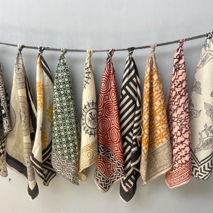 Set of 10 Hand printed bandana,Neckkerchief,Handkerchief,Necktie made with natural colours gift item