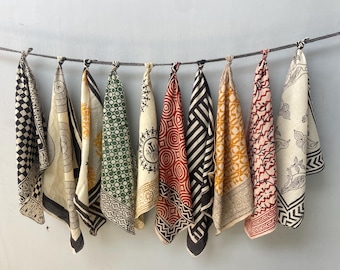 Set of 10 Hand printed bandana,Neckkerchief,Handkerchief,Necktie made with natural colours gift item