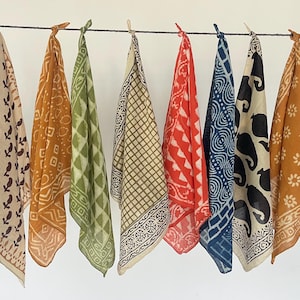 Set of 10  Hand printed bandana,Neckkerchief,Handkerchief,Necktie made with natural colours gift item