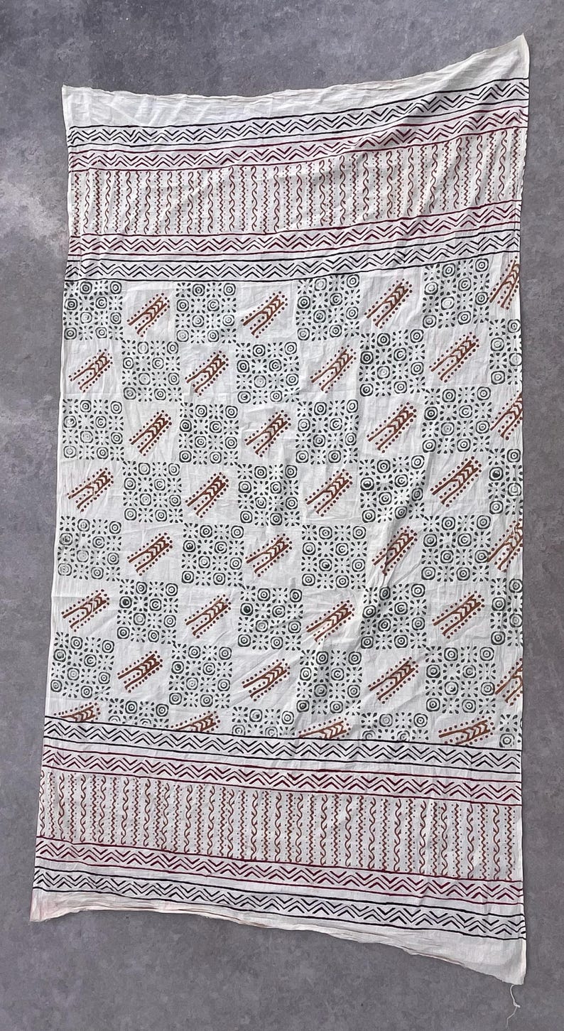 Hand Block Printed Cotton Sarong Scarf Set, Vegetable Colors - Etsy UK