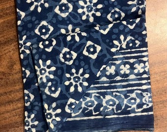 Mud Printed Indigo Hand block printed sarong,scarf,pareo,beach wrap up,gift for special ones