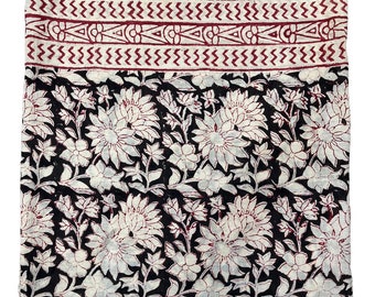 Hand Block Printed Cotton Sarong, Floral Beach Wrap, Vegetable Colors
