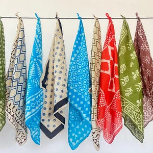 Set of 10  Hand printed bandana,Neckkerchief,Handkerchief,Necktie made with natural colours gift item