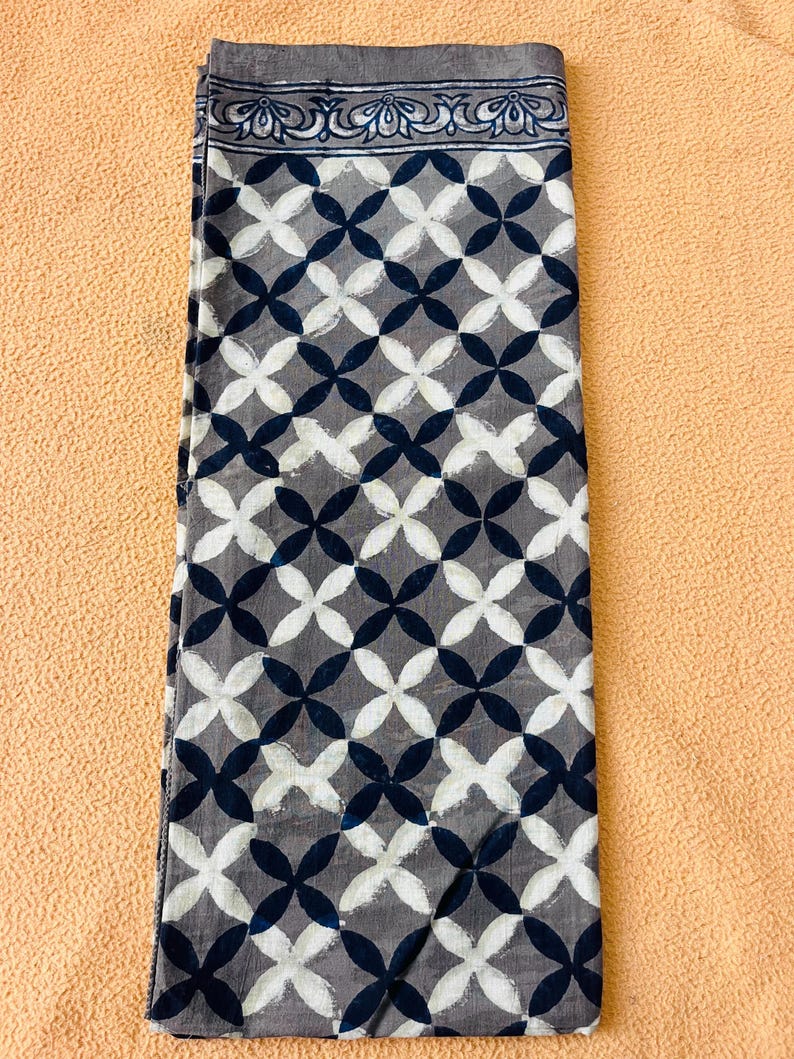 Hand Block Printed Cotton Sarong Scarf, Vegetable Colors image 3