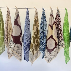 Set of 10  Hand printed bandana,Neckkerchief,Handkerchief,Necktie made with natural colours gift item