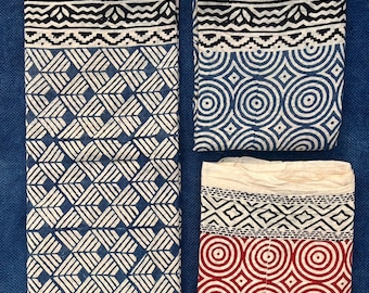 Set of 3 Assorted Hand block printed sarong,scarf,pareo,beach wrap up,made with vegetable colours,gift items christmas,valentine gift