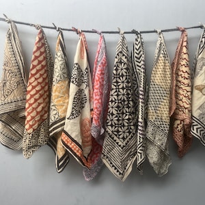 Set of 10  Hand printed bandana,Neckkerchief,Handkerchief,Necktie made with natural colours gift item