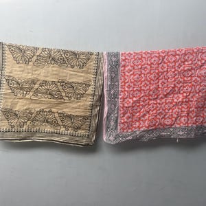 Handtryckt bomullsbandanaset, naturfärgad slips, ekologiska färger bild 7