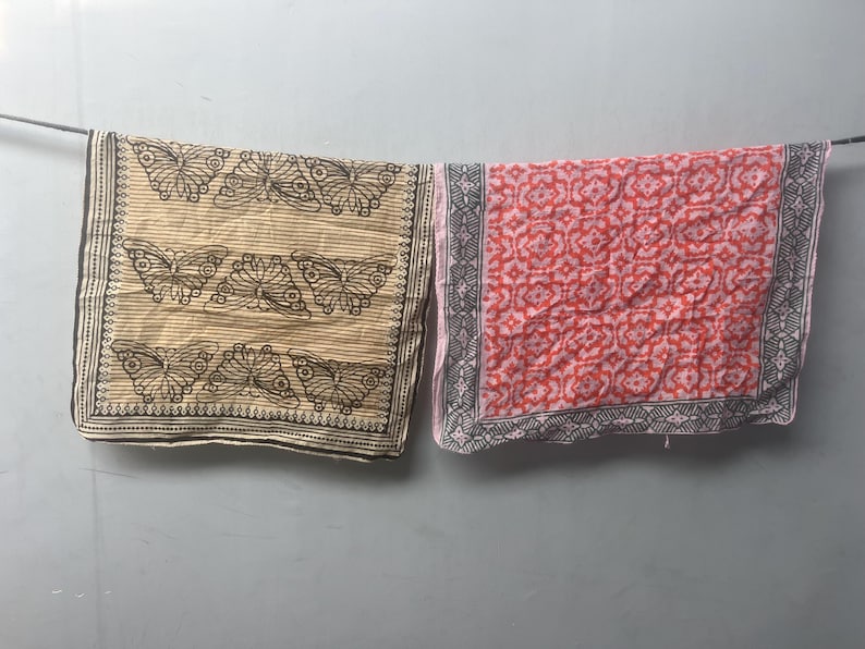 Handtryckt bomullsbandanaset, naturfärgad slips, ekologiska färger bild 7