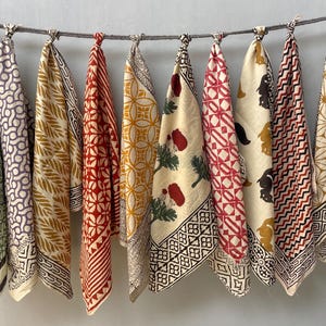 Set of 10  Hand printed bandana,Neckkerchief,Handkerchief,Necktie made with natural colours gift item