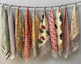 Set of 10  Hand printed bandana,Neckkerchief,Handkerchief,Necktie made with natural colours gift item