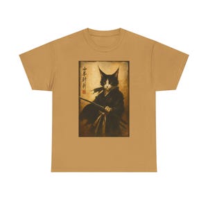 Samurai Cat Vintage Tshirt, Graphic Unisex T-shirt for Cat Lovers, Warrior Art Shirt, Japanese Samurai Cat Tee