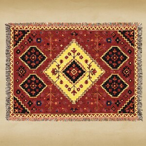 Woven Persian Blanket, Handwoven Persian Carpet, Timeless Elegance and Artistry for Your Home, Persian Throw Rug, Decorative Woven Afghan,