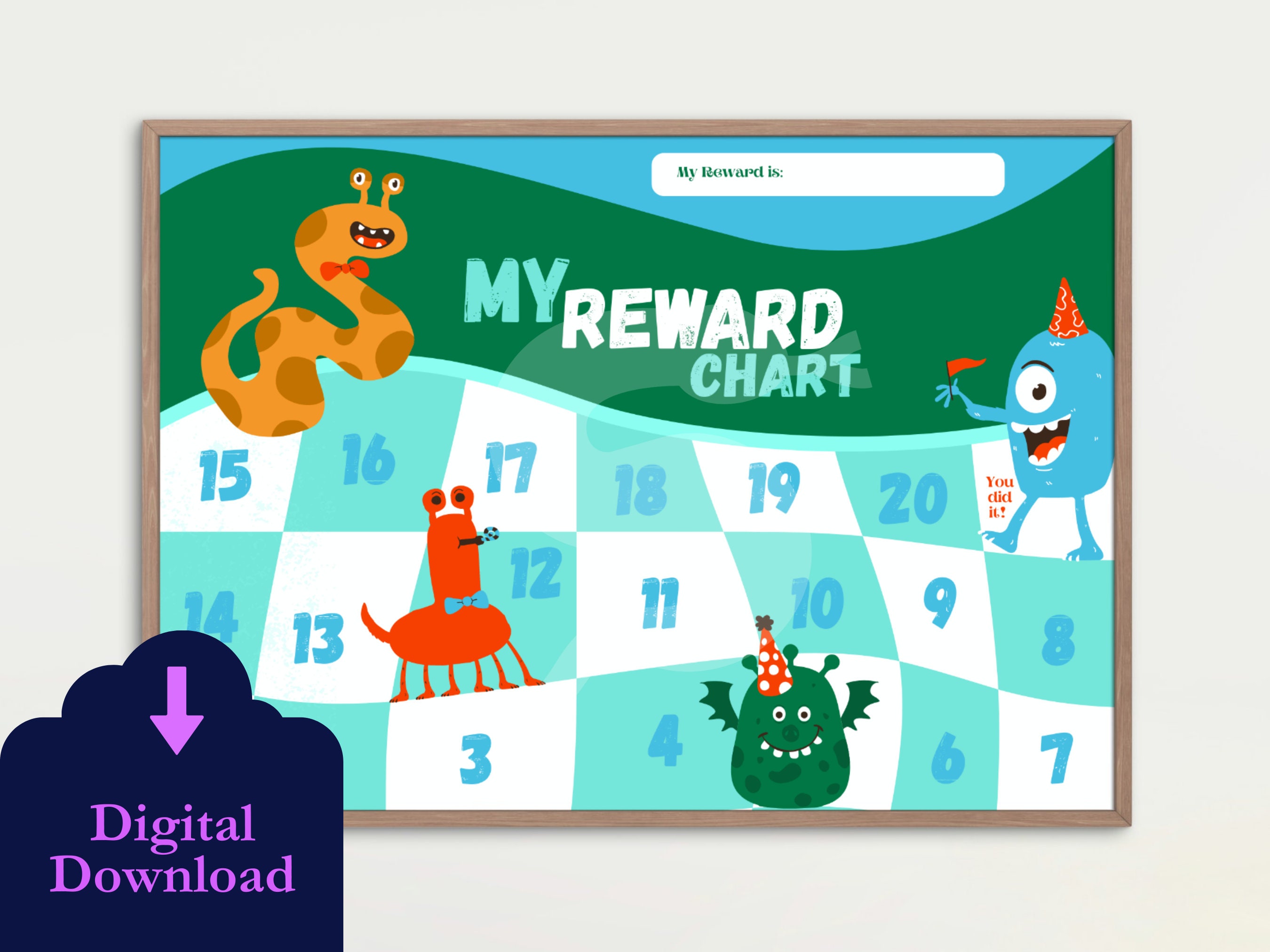 Monster Reward Chart Printable Sticker Chart Printable - Etsy