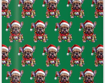 French Bulldog Christmas Gift Wrap 24" x 36" or 24" x 72" | French Bulldog Holiday Wrapping Paper | French Bulldog Lovers | Dog Lovers Gift