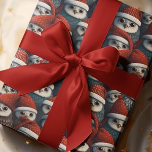 Christmas Owls Wrapping Paper Two Sizes | Owl Lovers Wrapping Paper | Christmas Gift Wrap | Holiday Wrapping Paper | Owl Lovers