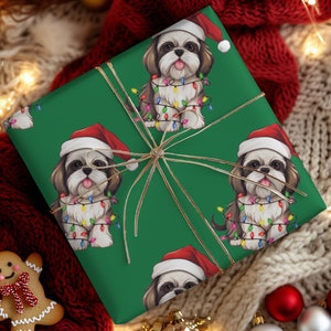 Shih Tzu Christmas Gift Wrap Two Sizes | Shih Tzu Holiday Wrapping Paper | Shih Tzu Lovers Gift| Shih Tzu Christmas | Dog Lover