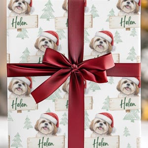 Personalized Shih Tzu Christmas Wrapping Paper: Custom Holiday Decor