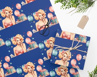 Vintage Pin Up Wrapping Paper | Vintage Birthday Gift Wrap | Birthday for Him | Extra Special Birthday | Pin-Up Gift Wrap | Happy Birthday