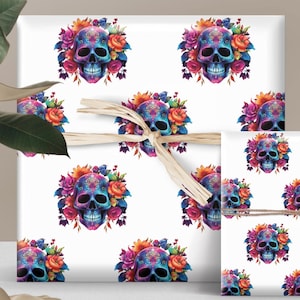 Dia de Los Muertos Wrapping Paper | Floral Sugar Skulls Gift Wrap